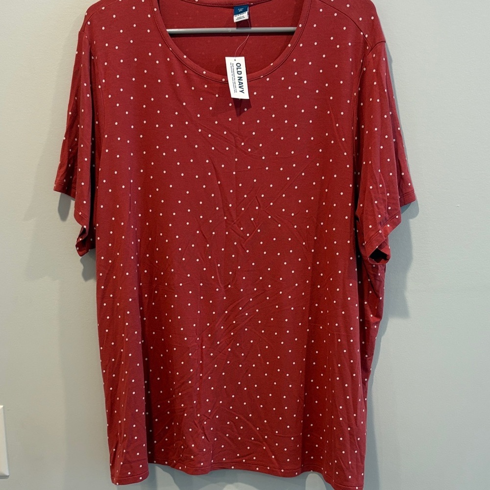 Old Navy Red Polka Dot Short Sleeve Tee